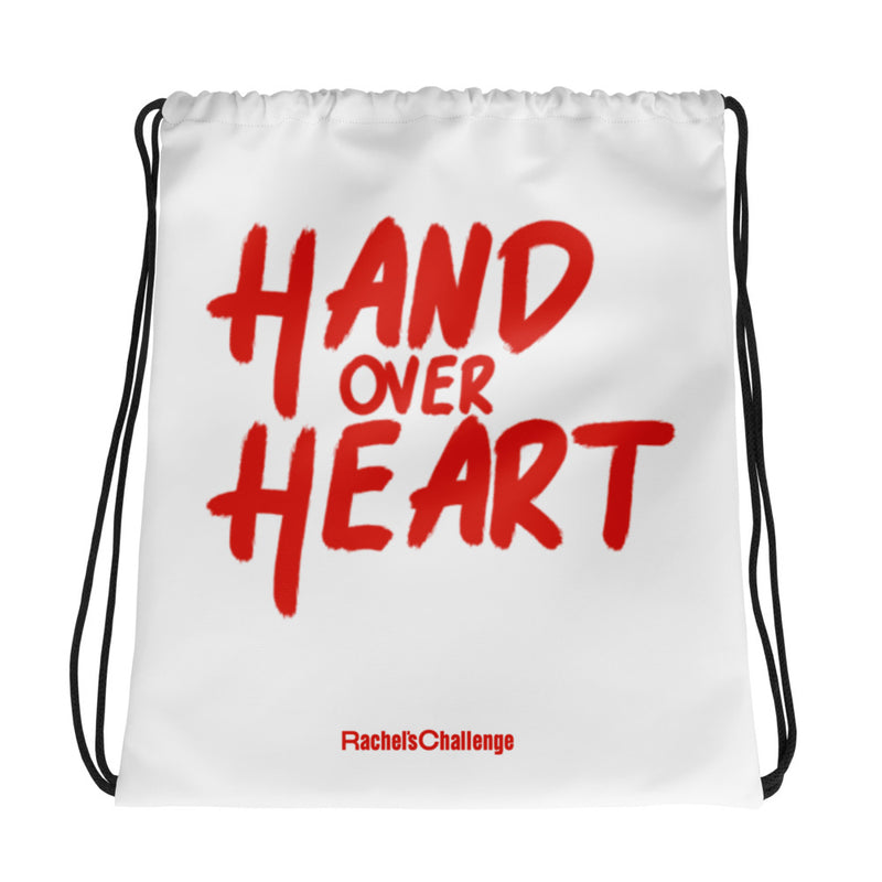 Hand Over Heart Drawstring Bag